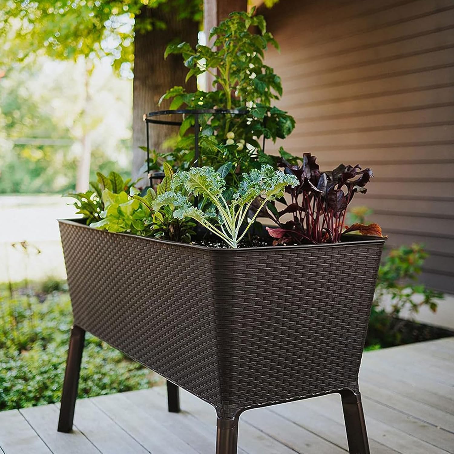 🌿 Elevated Garden Bed | Weatherproof Polymer Outdoor Planter for Easy Gardening 🌻🍃