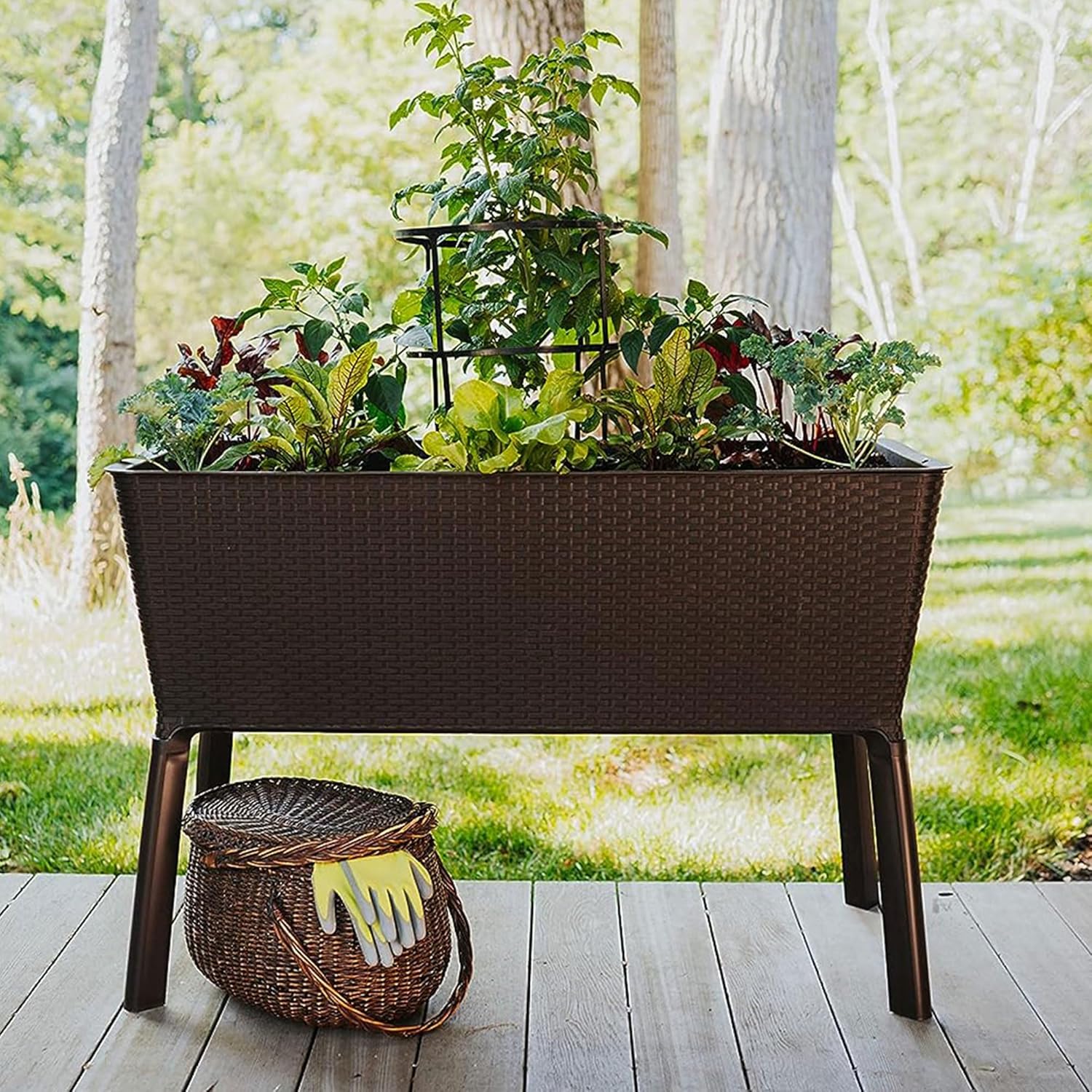 🌿 Elevated Garden Bed | Weatherproof Polymer Outdoor Planter for Easy Gardening 🌻🍃
