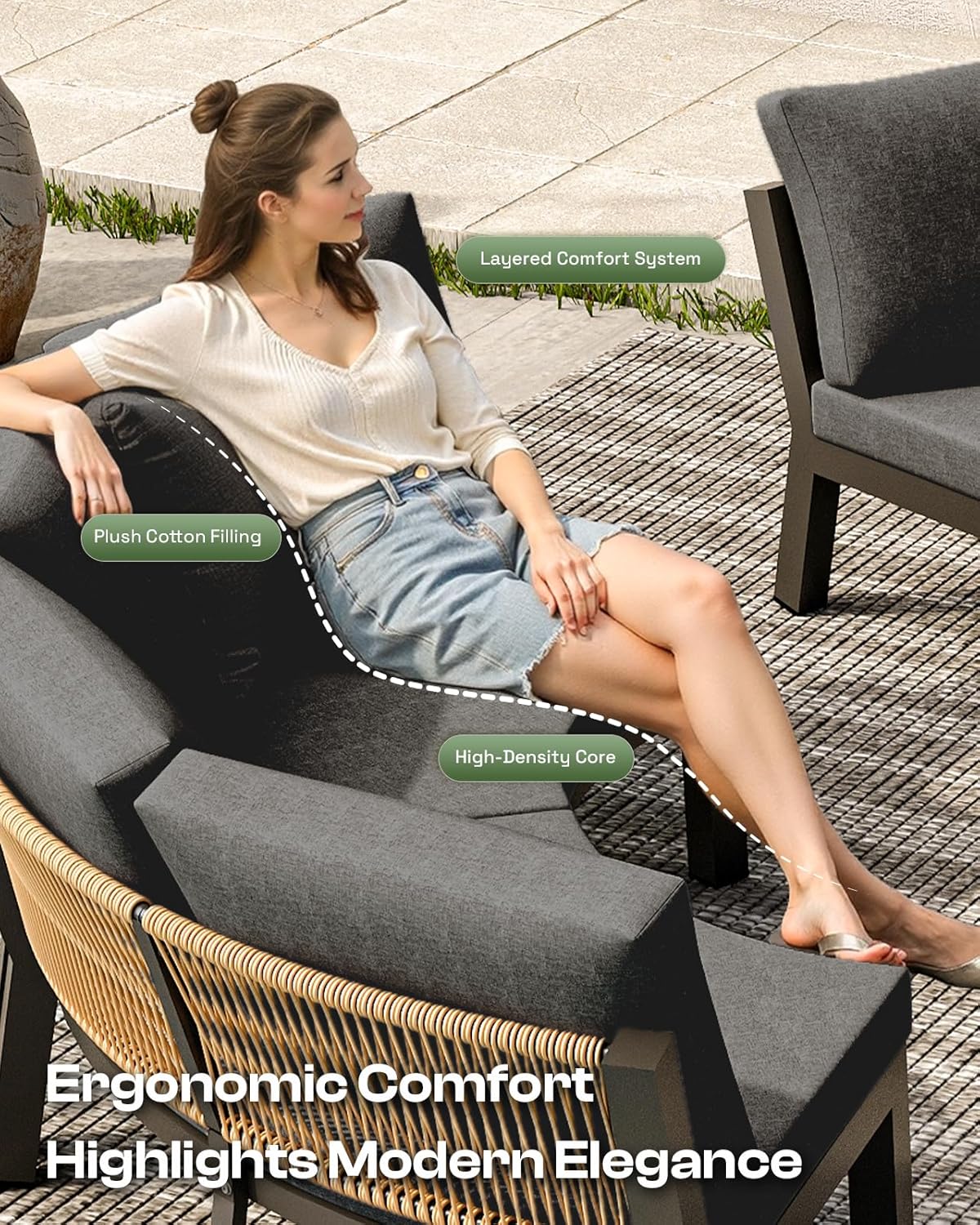 🌟 All-Weather Outdoor Sectional Sofa Set | Stylish, Durable, and Comfortable for Your Backyard Retreat 🌞💺