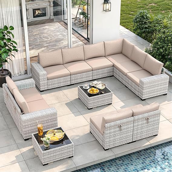 🌞 Cozy Outdoor Sectional Sofa | Comfortable All-Weather Patio Furniture Set for Stylish Conversations 🛋️🌿
