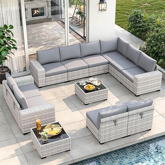 🌞 Cozy Outdoor Sectional Sofa | Comfortable All-Weather Patio Furniture Set for Stylish Conversations 🛋️🌿